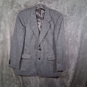 Oakton 44R Blazer Herringbone Pattern Black Grey Suit Jacket Sport Coat
